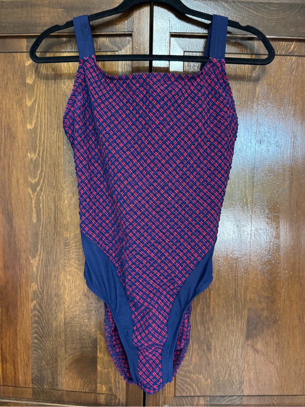 Vintage 90s Jantzen Crinkle Gingham One Piece Swimsuit Plaid